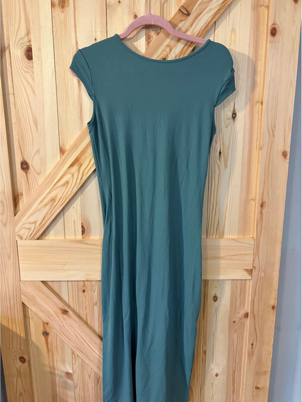 Wild Fable XL Green Ribbed Stretch Maxi Dress with Cap Sleeves
